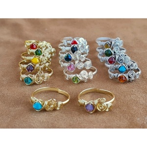 Vibrant Stone Fashion <b>Rings</b> <b>Gold</b> and Silver Plated Wire Wrap for Resale - Product Image 1