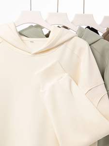 Vente en gros Streetwear personnalisé 380 coton mélangé manches raglan sweats à capuche sans ficelle sweats à capuche unisexes surdimensionnés - Product Image 3