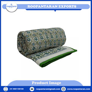 New Phool <b>Grey</b> Jaipur Hand Block Printed Twin Quilts Bedsheets Organic Cotton Eco-Friendly Washable Reversible Low Price for - Product Image 2