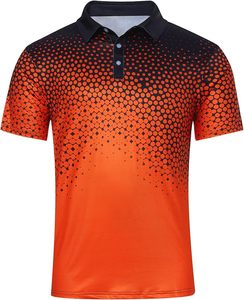 เสื้อโปโลแขนสั้นสำหรับผู้ชายพิมพ์ลายคอลลาเรดกันยับกันความชื้นสำหรับเล่นกอล์ฟ - Product Image 1