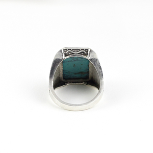Vente en gros 925 Sterling Silver Fine Jewelry Indian Handmade Turquoise Gemstone Ring pour Femmes Hommes Lunette Setting Incrustation pour les Fêtes - Product Image 3