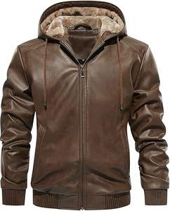 Chaqueta de Cuero con Capucha y Cremallera para Motocicleta, Gruesa, Informal, Versátil, Transpirable, para Hombre, de Invierno, de Alta Calidad GLOBAL EDGE - Product Image 3