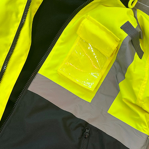 Detachable Hood Waterproof Safety <b>Jacket</b> Reflective Soft Shell Hivis Safety <b>Jacket</b> With Multifunctional Pockets - Product Image 6