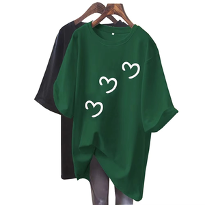 เสื้อยืดพิมพ์ลายแขนสั้นผ้าฝ้ายขนาดใหญ่สำหรับผู้หญิงเสื้อยืดพิมพ์ลายคุณภาพสูงสำหรับผู้หญิงโลโก้แบบส่วนตัวขนาดพลัสไซส์ - Product Image 3