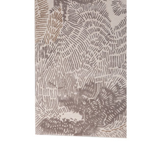 Tapis rectangulaire en laine et viscose tufté à la main, motif rayures abstraites, couleur ivoire, pour salon, chambre, couloir - TR-15257 - Product Image 4