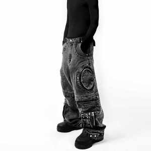 Premium Unisex Designer Baggy Skate <b>Jeans</b> New Release Dark Blue <b>Wide</b> <b>Leg</b> Pants Breathable OEM Serviced Hip Hop <b>Men</b> Outfit - Product Image 6