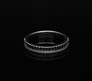 แหวนเพชรเม็ดกลมสีขาวทอง14K สำหรับผู้หญิงแหวนเพชรธรรมชาติสองแถวหรูหราสง่างามในชีวิตประจำวัน - Product Image 1