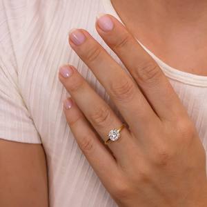 8mm Cushion Cut Diamond Engagement <b>Ring</b> | <b>Solitaire</b> Bridal Wedding <b>Ring</b> | Sterling <b>Silver</b> 18K Gold Plating Minimalist <b>Ring</b> - Product Image 5