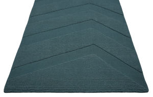 Alfombra Rectangular Delgada de Lana 100% Teal con Rayas Modernas, Textura de Pelo Medio, Tejida a Mano, Ecológica, para Sala de Estar/Hogar - Product Image 3