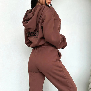 ชุดเสื้อสเวตเตอร์มีฮู้ดและกางเกงจ็อกเกอร์ทรงโอเวอร์ไซส์สำหรับผู้หญิง - Product Image 4