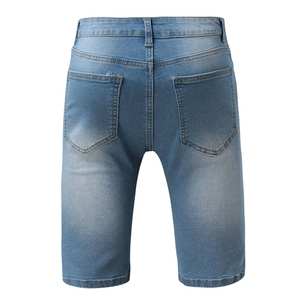 Pantalones cortos vaqueros rasgados ecológicos sólidos para hombre al por mayor verano informal desgastado ajustado hasta la rodilla entrenamiento - Product Image 5