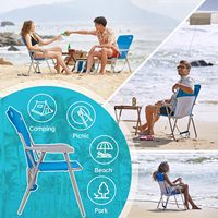 Chaise de plage pliante légère avec dossier haut et accoudoir dur supportant 300lbs Adultes Chaise de plage Bretelles Concerts de pelouse
