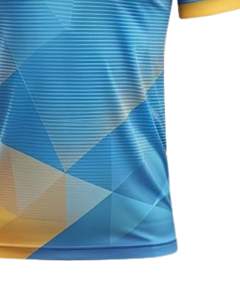 Polo homme personnalisé, bleu ciel, jaune, imprimé géométrique, manches courtes, t-shirt de golf, polyester respirant, vêtements décontractés, OEM personnalisé - Product Image 5