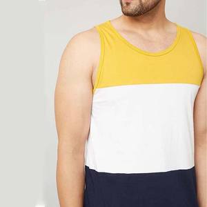 Nouvelle arrivée bloc couleur contraste débardeurs vêtements pour hommes chemises d'entraînement sans manches coton respirant vêtements d'été hommes débardeurs - Product Image 5