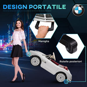 Coche Eléctrico de Juguete de 2 Puertas con Licencia HOMCOM, con Bocina y Control Remoto, 115x55x47cm, Blanco - Product Image 5