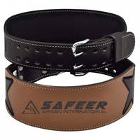 Acheter Cuir de vachette véritable Super qualité Double Prong Bodybuilding Ceinture d'entraînement Haltérophilie Soutien dorsal