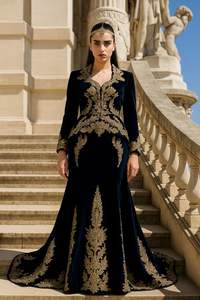 2025 @ Chaqueta negra argelina y vestido de rastro con elegantes cuentas de cristal adornadas Piedras Perlas y Dabka Zari Trabajo hecho a mano - Product Image 2