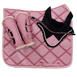 Ensemble de tapis de selle pour cheval matelassés, durables, de couleur rose brillante, de qualité supérieure, confortables, respirants, couleurs personnalisées - Product Image 1