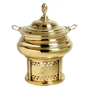 Soporte de plato de frotamiento de Metal de cobre de tendencia superior Hotel Restaurante Calentador de comida Pot Buffet Bodas Servicios de catering Directo - Product Image 4