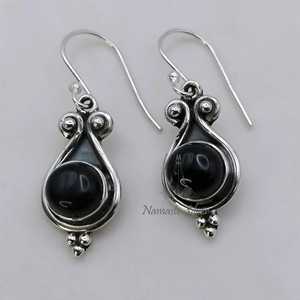 Pendientes de Ónix Negro, Plata de Ley 925 Hechos a Mano, Piedra de Nacimiento de Julio - Product Image 3