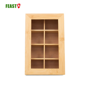 Natural Household Bamboo Tea Bag Storage Box with c Bamboo Lid Organizer