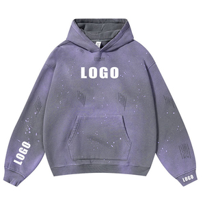 Otoño-Invierno Hombres Aparte Wash Sudadera con capucha 100% Poliéster Color sólido Logotipo personalizado Color sólido Sudadera con capucha - Product Image 4