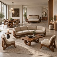 Ensemble de meubles modernes en bois pour toute la maison, canapé de salon, lit de chambre, table à manger, chaise, fabrication sur mesure OEM ODM pour usage hôtelier