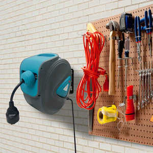 Enrouleur de câble électrique automatique extérieur de 20 m avec thermostat, protection contre les surcharges, rotatif à 180°, fixation murale en plastique - Product Image 3