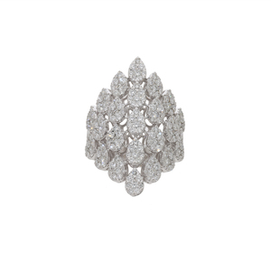 Exquisite 14K White Gold Rhodium Plated Natural Luxury Women's Classic Cocktail Jewelry Filled Multi Brilliant Cut <b>Diamond</b> <b>Ring</b> - Product Image 1
