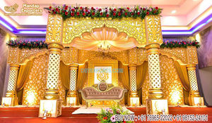 Mandap de Madera para Ceremonia de Boda de Diseño, Decoración de Mandap de Madera para Boda Raj Mahal, Conjunto de Mandap de Madera Tradicional Maharani - Product Image 5