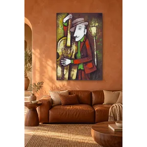 Impression sur toile : Homme Fida jouant du double basse sous un lampadaire - Product Image 5