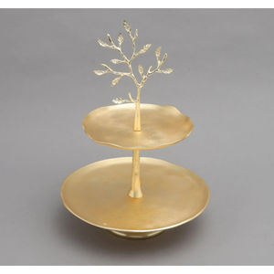 Soporte para Pastel de Decoración para Fiestas al por Mayor, Moderno, Dorado, de 2 Niveles, Hexagonal, de Metal Martillado, Plato para Servir Postres, Precio de Fábrica - Product Image 5