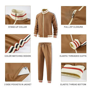 Conjunto deportivo completo para hombre, chaqueta con cremallera de poliéster y pantalones, ropa deportiva informal para entrenamiento atlético - Product Image 5