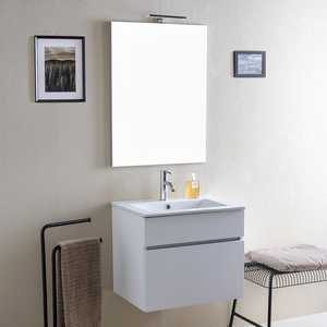 Mobile Bagno Sospeso in Legno Bianco da 60cm Shanghai, Elegante Set per Bagno - Product Image 1