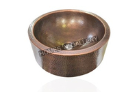 Évier de salle de bain en cuivre martelé à double paroi, design personnalisé, finition cuivre antique, pour comptoir en pierre, lavabo pour hôtels