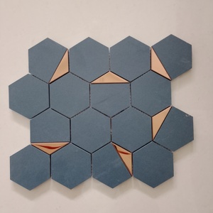 Boldblendtiles 73มม. หกเหลี่ยมแบบเต็มตัวเซรามิกเคลือบสีโรสโกลด์ pvdfordining ผนังห้องน้ำผนังและพื้นแผนกต้อนรับ - Product Image 1