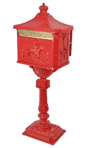 กล่องไปรษณีย์ตกแต่งพร้อมที่ตั้งในสวนและถนนกล่องจดหมายเคลือบสีดำ - Product Image 6