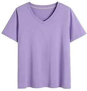 Camiseta de manga corta de color sólido con cuello personalizado para mujer, camiseta de talla grande para mujer - Product Image 6