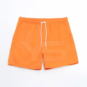 Pantalones cortos de playa de algodón 100% para hombre, pantalones cortos deportivos de calle informal con cordón más cerca, cintura media, patrón sólido, longitud corta - Product Image 1