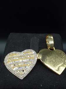 Premium Elegant Real Diamond Baguette Heart Pendant for Men & Women Jewelry <b>Charms</b> - Product Image 5