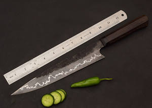 Cuchillo Bowie OEM personalizable de alta calidad al por mayor con hoja de mosaico de Damasco mamut hielo y dientes blancos mango de madera para caza - Product Image 2