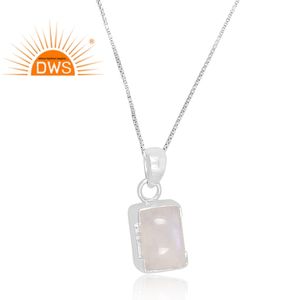 Dernier modèle de collier à pendentif en argent sterling fin avec pierre naturelle de lune arc-en-ciel et pierres précieuses Fabricant de bijoux personnalisé - Product Image 2