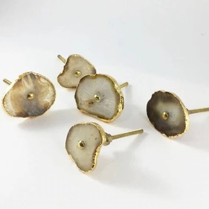 Poignées de porte de placard décoratives avec finition dorée pour placard et tiroir Utilisation en gros Agate bleue faite à la main - Product Image 5