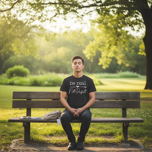 เสื้อยืดสร้างแรงบันดาลใจพร้อมคำคมเชิงบวก "Be Real Not Perfect" เพื่อการพัฒนาตนเอง - Product Image 3