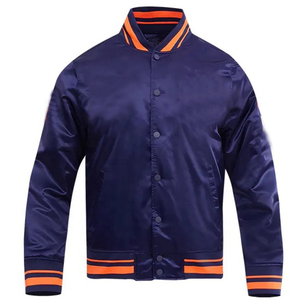 OEM Veste de qualité supérieure Veste de baseball universitaire en satin club personnalisée longue longueur respirante et fine avec logo sur le devant Saison d'hiver - Product Image 1