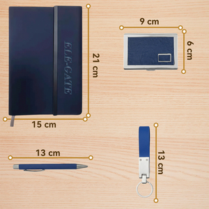 Elegante Set de Regalo en Tono Azul Real que Incluye Libreta, Tarjetero, Llavero y Bolígrafo con Impresión Flocada para Promoción de Pascua - Product Image 4