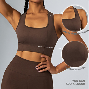 Custom Soft Compression Lightweight Shockproof Sexy Sport Strappy Recycled Sports <b>Bra</b> Custom Workout Yoga Crop Sports <b>Bra</b> - Product Image 2