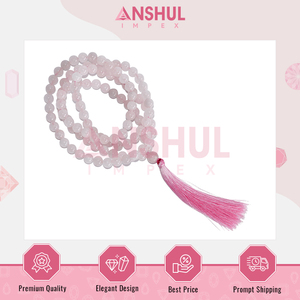 Meilleur Prix Qualité Exceptionnelle Semi-Précieuse 8mm Rose Doux Couleur 108 Perles de Prière Quartz Rose Pierre Précieuse Mala Disponible en Vrac - Product Image 6