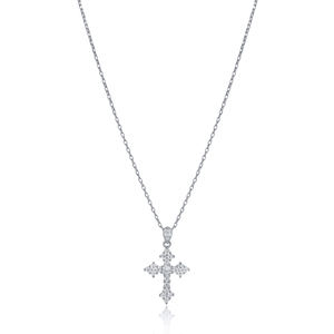 Collier tendance chrétien pour fiançailles, design croix angulaire, pierre en zircon clair, charme, fabrication turque, argent sterling 925 - Product Image 2