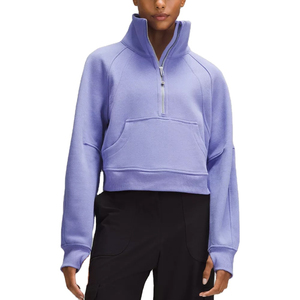 Sudadera con media cremallera para mujer de invierno de alta calidad a la moda con cuello levantado y logotipo personalizado 100% algodón-Precio al por mayor - Product Image 1